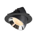 Recessed spotlight in black aluminum with a chrome reflector, featuring a warm white LED bulb for modern lighting solutions.