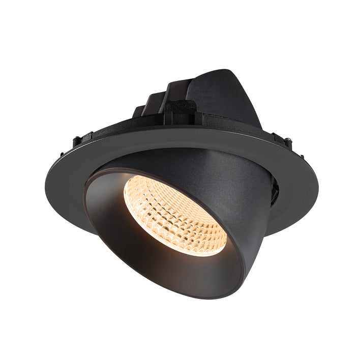 Black recessed ceiling light fixture, matte finish.