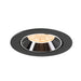 Recessed downlight featuring a black metal finish with a reflective chrome interior, designed for ceiling mounting.
