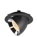 Recessed spotlight made of metal with a matte black finish and chrome reflector, designed for ceiling mounting.
