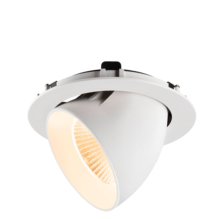 White recessed ceiling light fixture, adjustable angle.