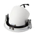 White recessed can light trim with metal mounting clips.