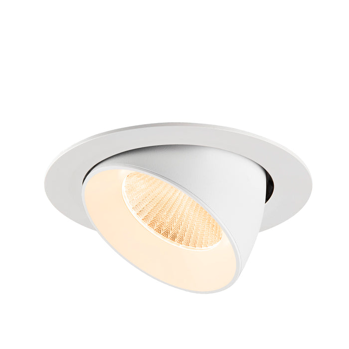 White recessed adjustable LED downlight fixture.
