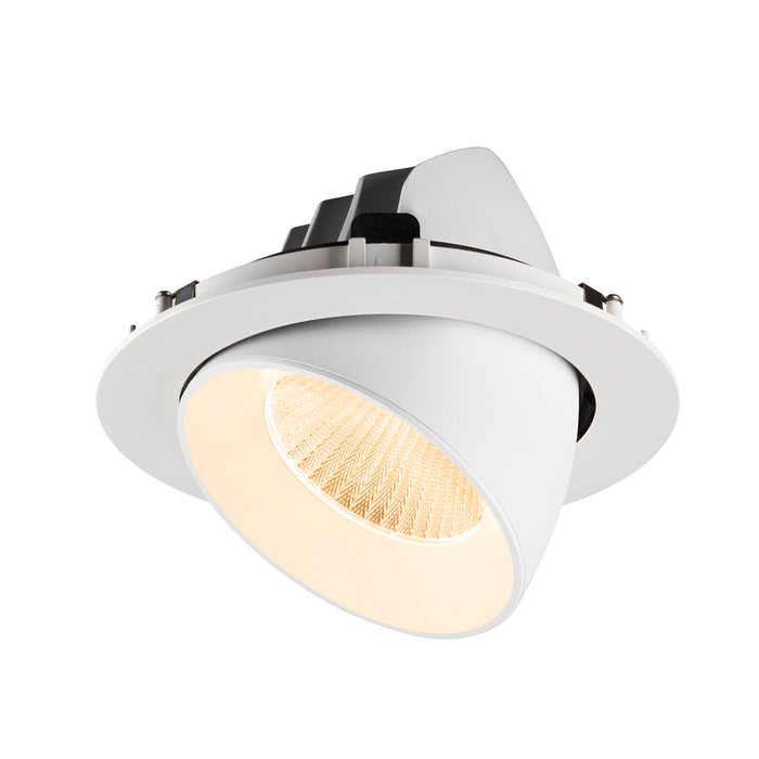 White recessed adjustable downlight fixture.