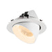White recessed ceiling light fixture, adjustable gimbal, matte finish.