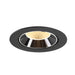 Black recessed downlight with a chrome finish and honeycomb reflector, designed for ceiling mounting.