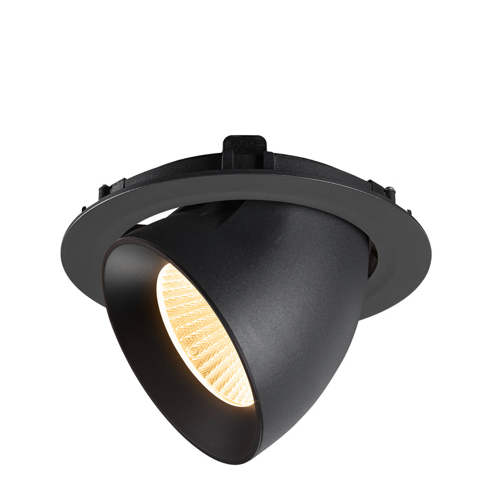 Black recessed ceiling light fixture, matte finish.