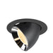 Black metal recessed spotlight with a chrome finish and a textured gold reflector, designed for ceiling mounting.