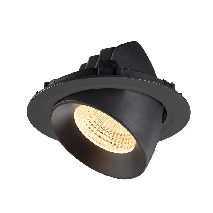 Black recessed ceiling light fixture, matte finish.