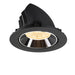 Black recessed LED downlight with a reflective chrome finish and a modern design, suitable for ceiling mounting.