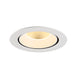White recessed LED downlight fixture, flush mount.