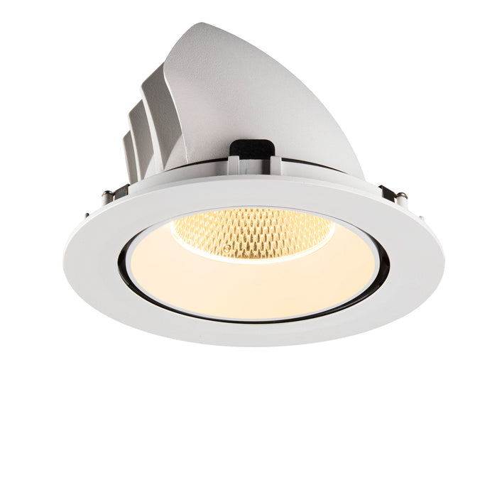 White recessed LED downlight fixture with textured finish.