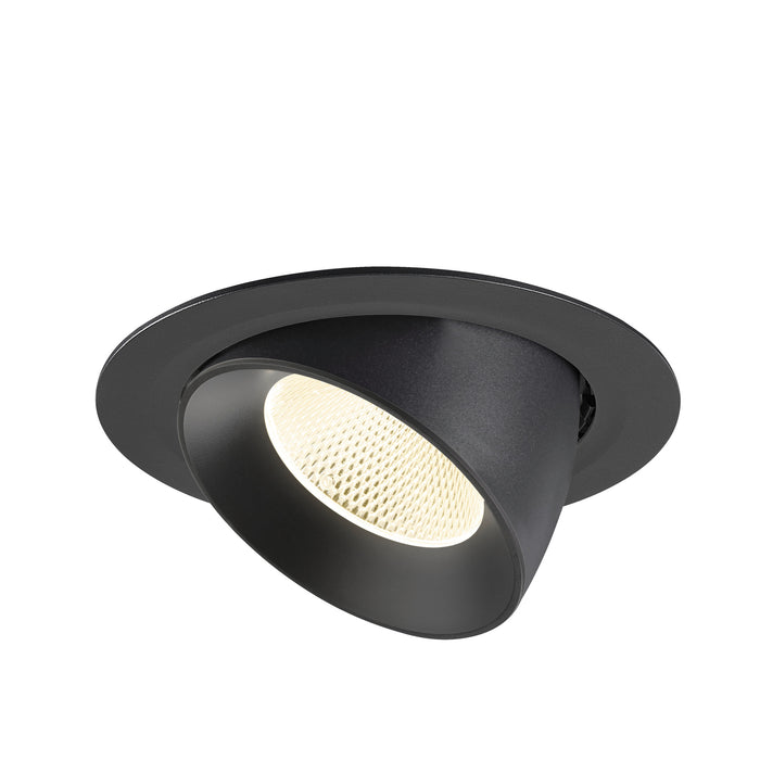 Black recessed ceiling light fixture, matte finish.