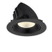 Black recessed downlight fixture with adjustable tilt.