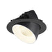 Black recessed ceiling light fixture, adjustable tilt.