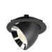 Recessed spotlight in matte black finish with chrome reflector, designed for ceiling mounting.