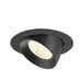 Black recessed ceiling light fixture with adjustable head.