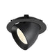Black recessed ceiling light fixture with adjustable head and matte finish.