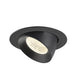 Black recessed ceiling light fixture, adjustable spotlight.