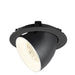 Black recessed ceiling light fixture with adjustable head.