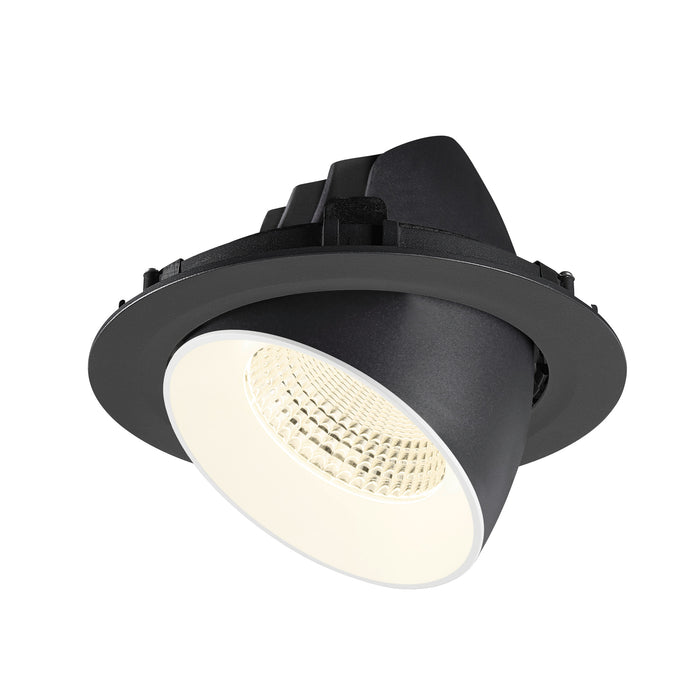 Black recessed adjustable LED downlight fixture.
