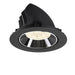 Black recessed LED downlight with a reflective chrome finish and a sleek design, suitable for ceiling mounting.