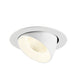 White recessed ceiling light fixture, adjustable spotlight.