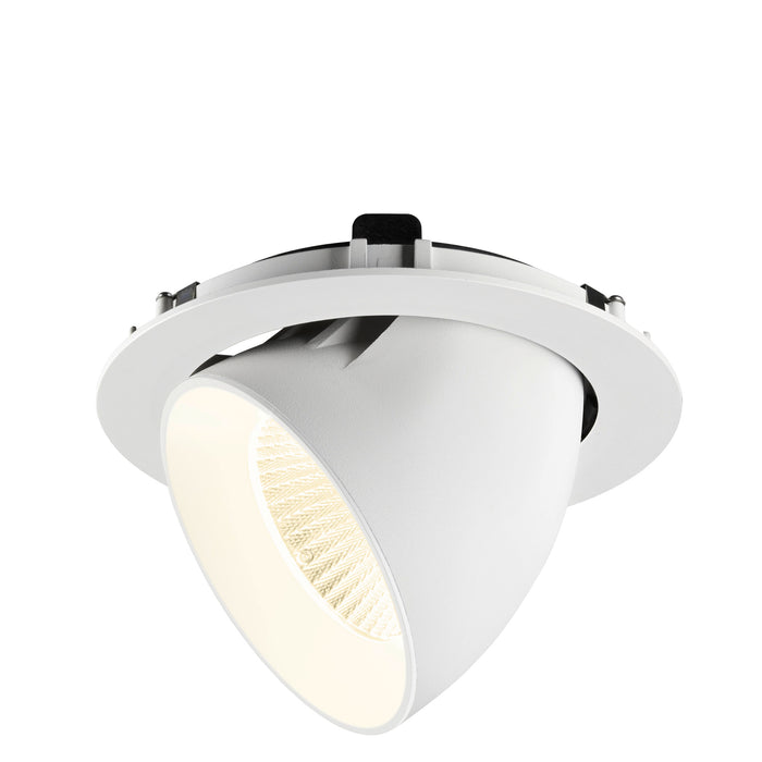 White recessed adjustable spotlight, matte finish.