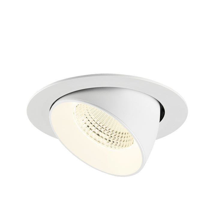 White recessed adjustable LED downlight fixture.