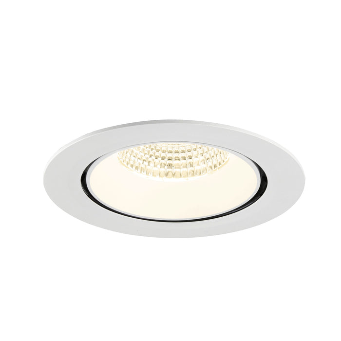 White recessed LED ceiling light fixture with a matte finish.