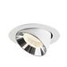 Recessed ceiling light fixture made of metal with a white finish and chrome reflector, designed for flush mounting.