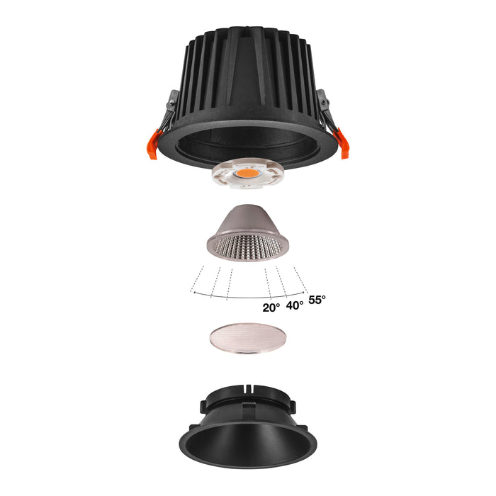 SLV 1009939 NUMINOS XL, Recessed ceiling light, 3000 K, 40°, IP20, round, black (MD25)