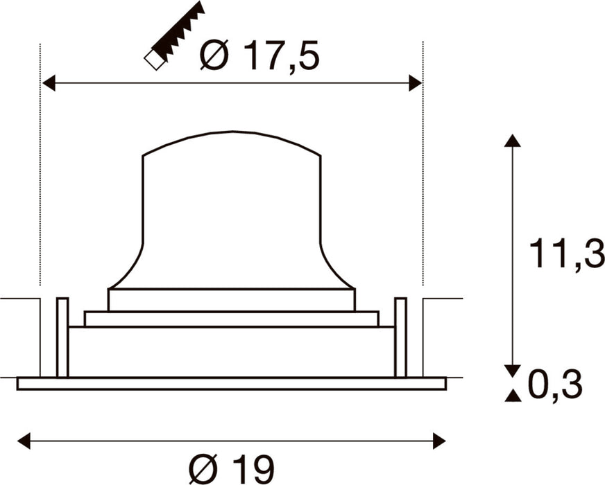 Technical drawing with dimensions of a component.
