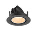 Recessed LED downlight, black finish, adjustable gimbal, ceiling mount.