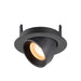 Black recessed ceiling light fixture, adjustable angle.
