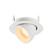 White recessed ceiling light fixture, textured finish.
