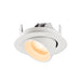 White recessed ceiling light fixture, adjustable spotlight.