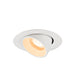 White recessed ceiling light fixture with adjustable spotlight.