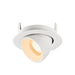 White recessed ceiling light fixture, textured finish.