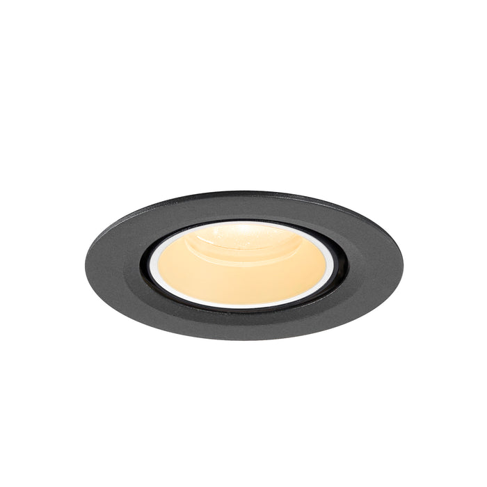 Recessed ceiling light fixture, dark gray finish.