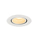 White recessed ceiling light fixture with warm light.
