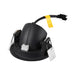 Black recessed downlight with spring mounting clips.