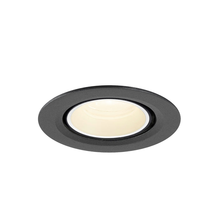 Recessed ceiling light fixture, metal with textured gray finish.