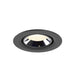 Recessed ceiling light fixture in black metal finish with a reflective chrome interior, designed for flush mounting.