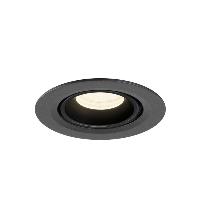 Recessed ceiling light fixture, dark gray finish.