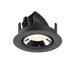 Recessed downlight in black aluminum with a sleek finish, featuring a round design and integrated LED light source for modern lighting solutions.