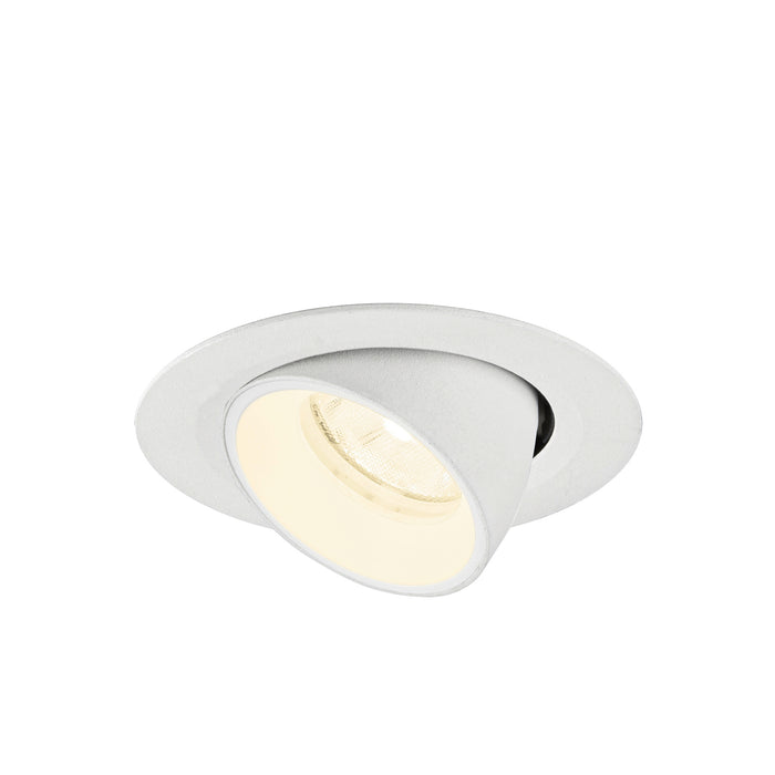 White recessed adjustable downlight fixture, textured finish.