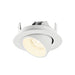 White recessed downlight, adjustable, with textured finish.