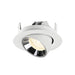 Recessed spotlight in white metal finish with a reflective chrome interior, designed for ceiling mounting.