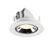 Recessed ceiling light fixture in white metal with a polished chrome reflector and warm white LED bulb, designed for flush mounting.